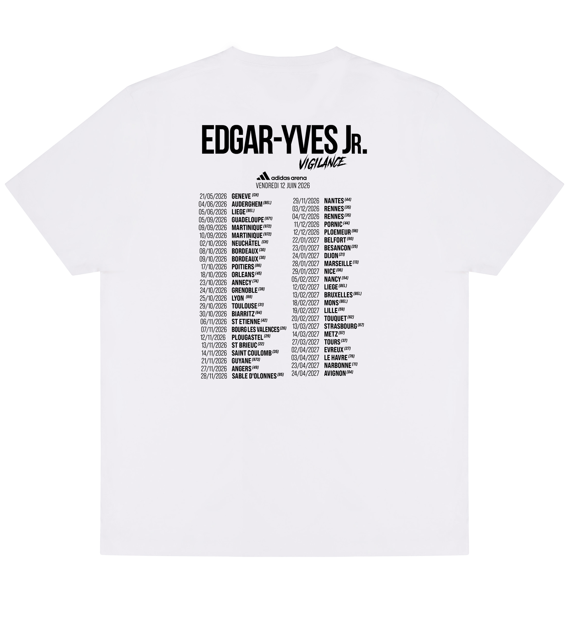 T-Shirt Blanc Edgar-Yves Jr. - Egar-Yves Tour